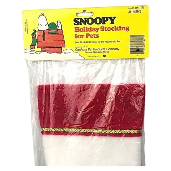 Vintage Snoopy Holiday Pet Stocking by ConAgra Pet Christmas Decor 1981 - Picture 2 of 4